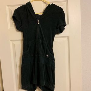 Hooded Romper Black Pirate Zipper Medium